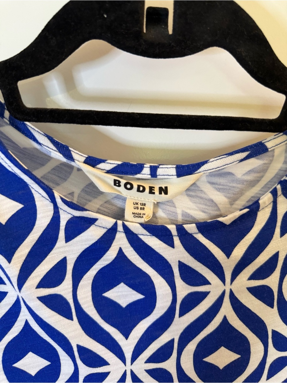 Boden Blue and White Geometric Maxi Dress - Picture 4 of 4